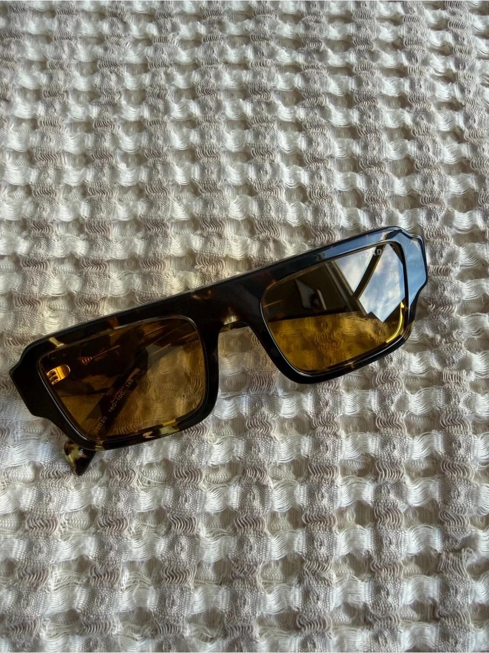 Prada Tortoiseshell Rectangular Sunglasses – Amber Lenses